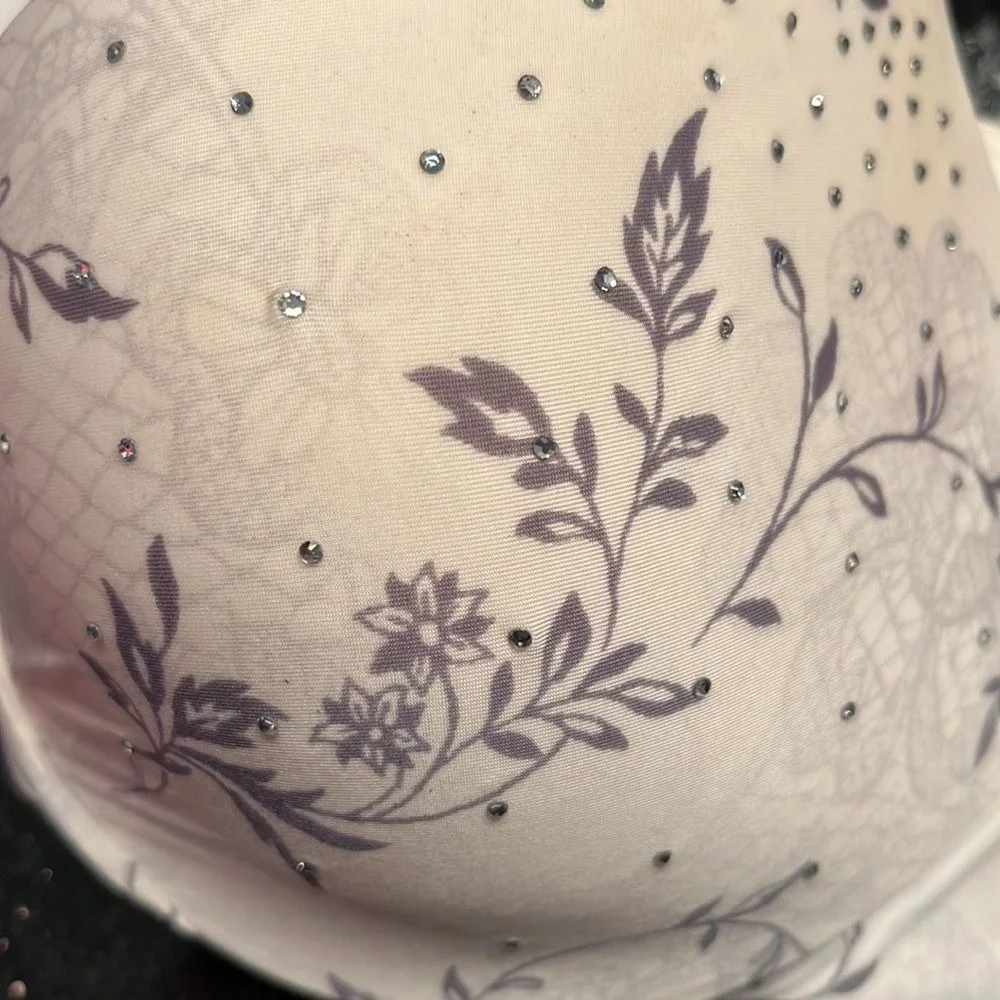 Victoria's Secret Lined Demi Bra 36B Floral Embellished Feminine Pretty Crystals